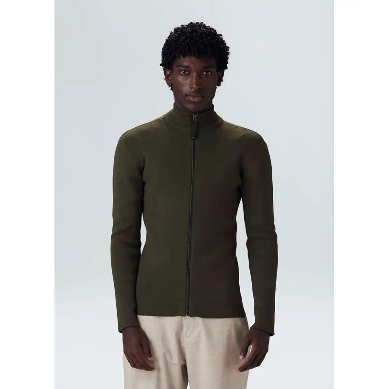 Sweater tricot zipped cotton - verde forest - M