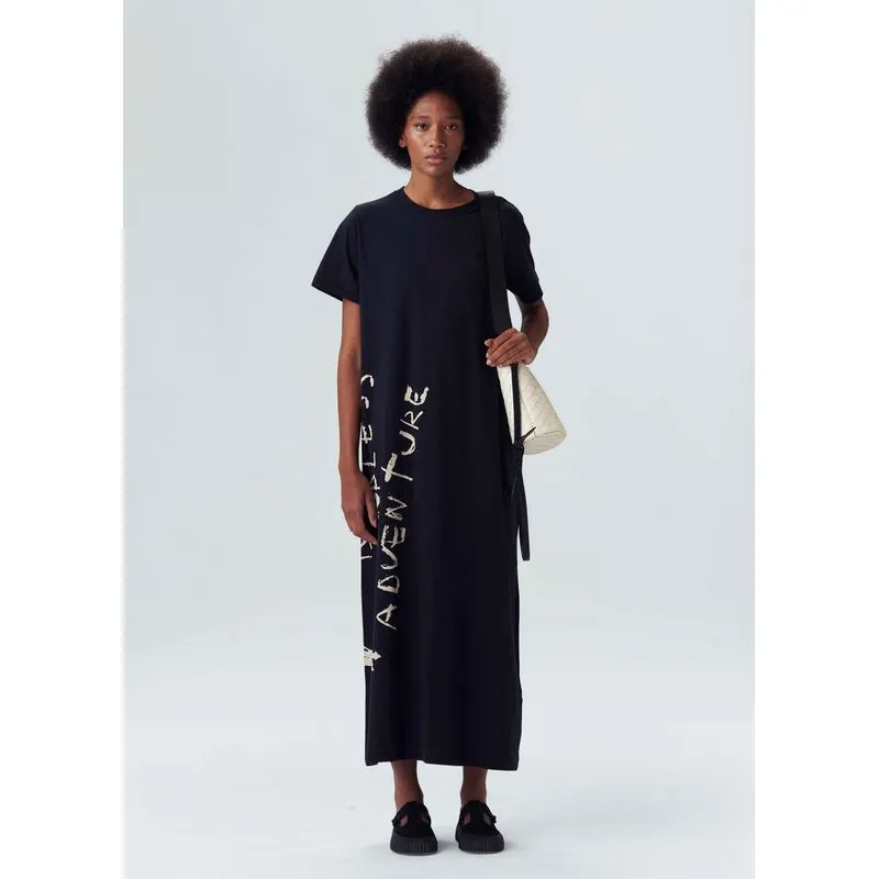 Vestido t-shirt endless adventure - preto - M