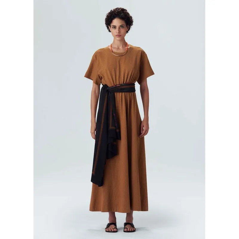 Vestido t-shirt cordas rusty - caqui - G