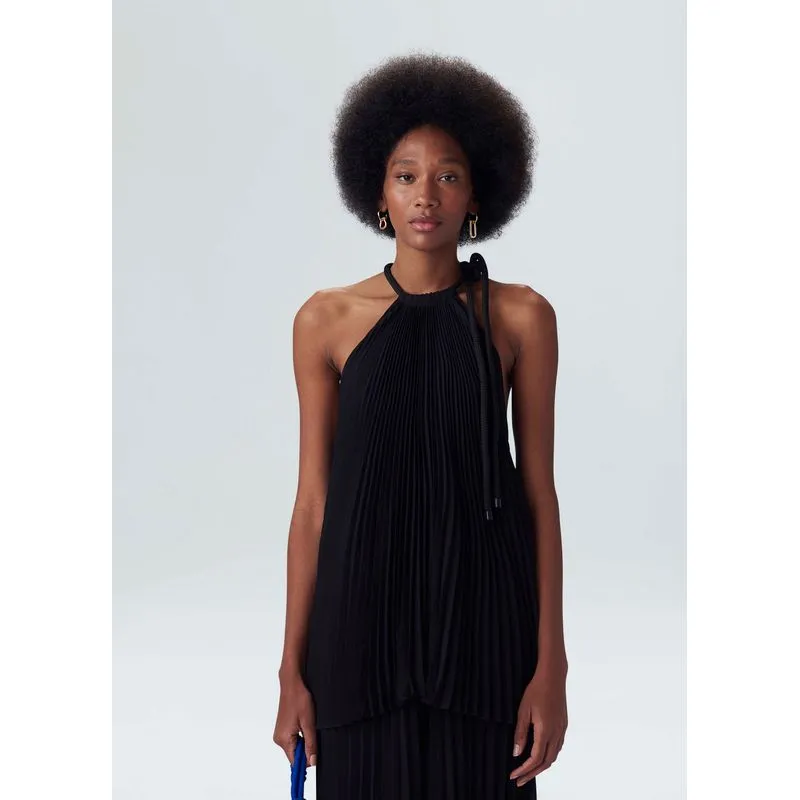 Blusa plissada - preto - G