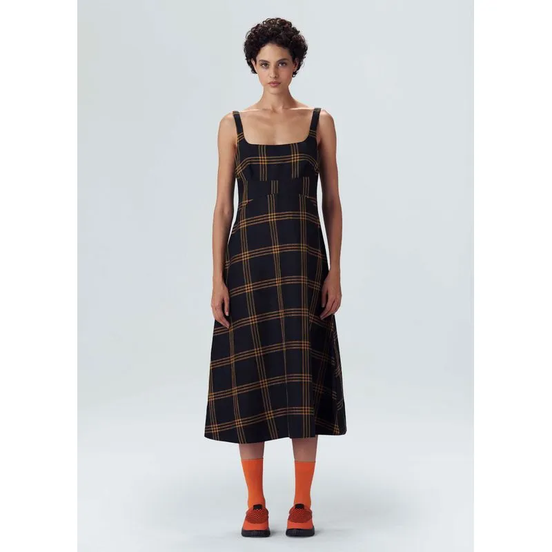 Vestido fio tinto crossed midi - preto - P