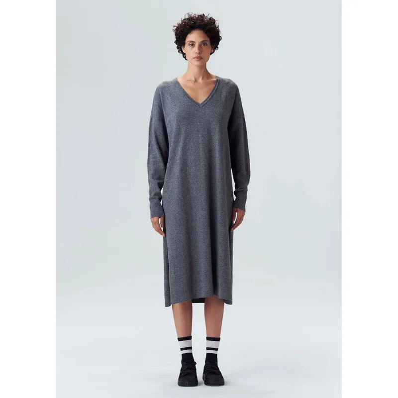 Vestido longo tricot relaxed - cinza - P