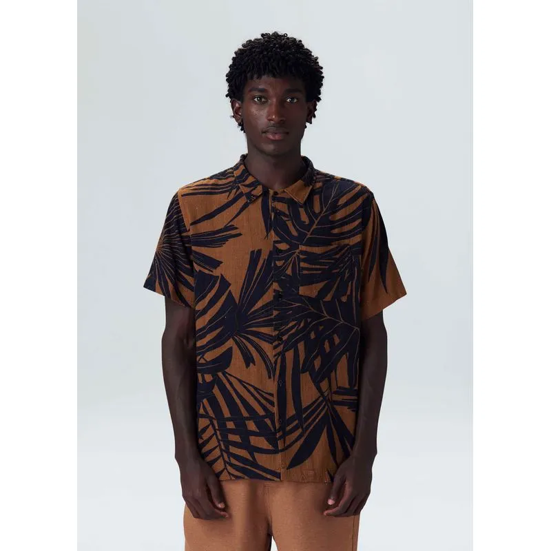 Camisa tropi leaf mc - bege - GG