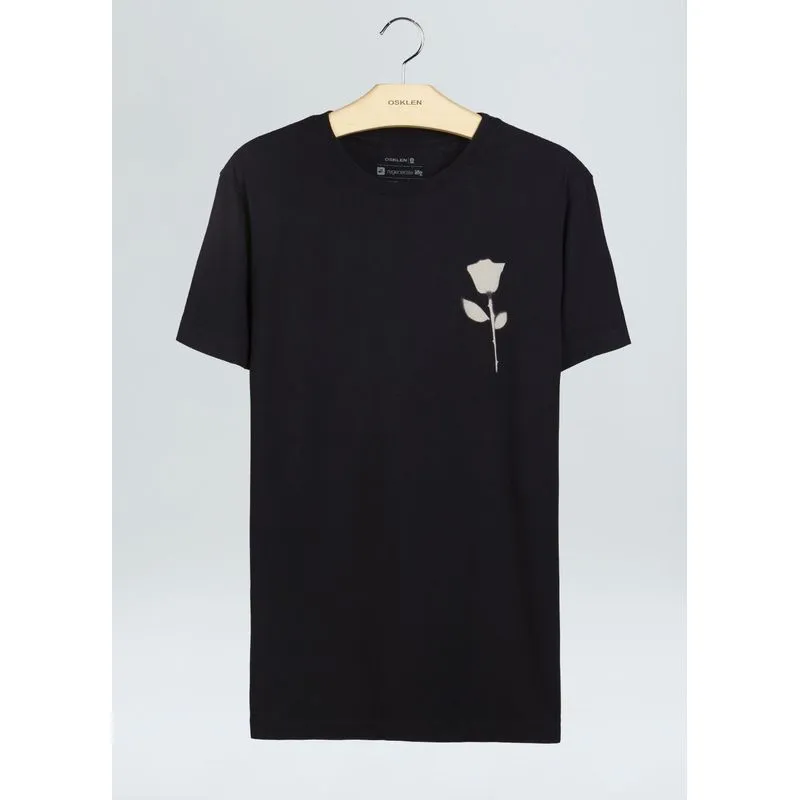 T-shirt vintage rose stencil - preto - G