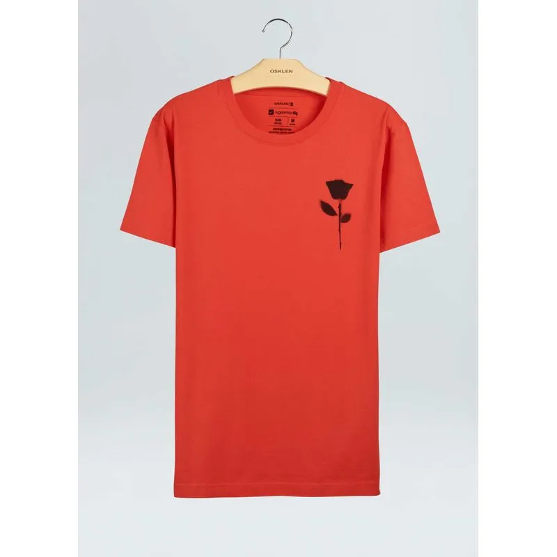 T-shirt vintage rose stencil - vermelho - P
