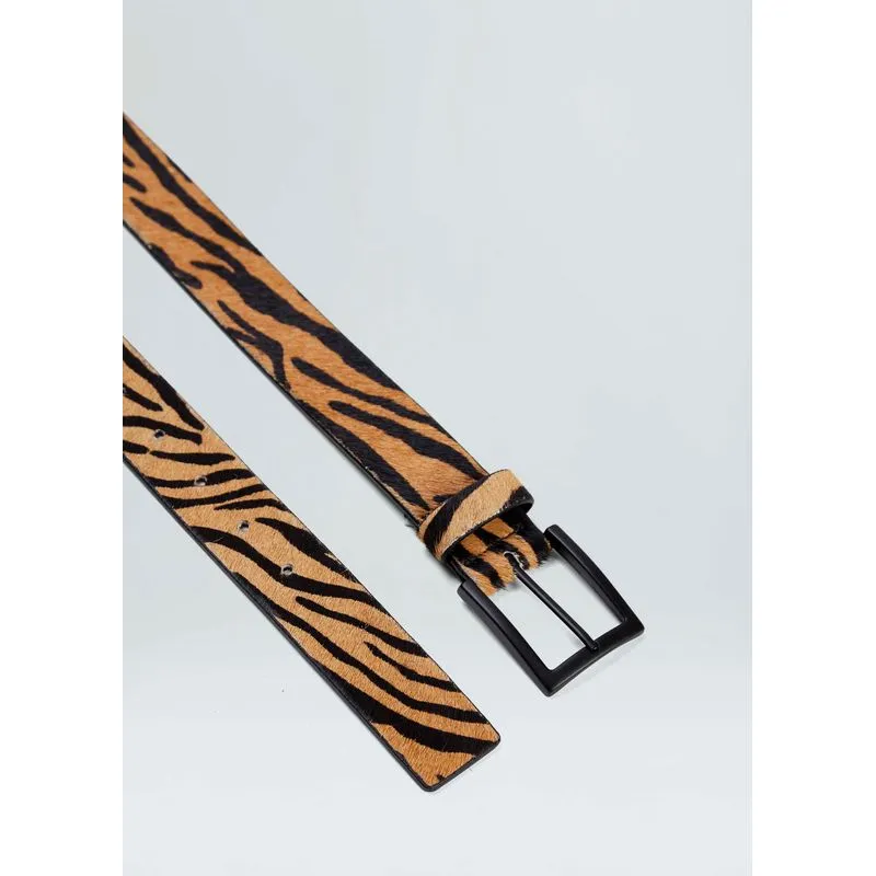 Cinto couro pelo zebra - preto - 90