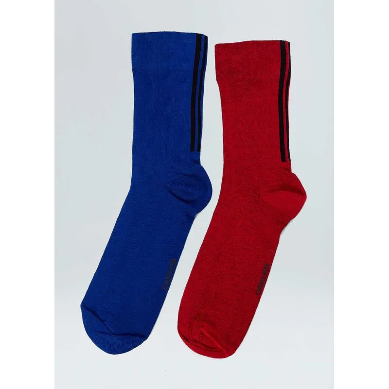 Meia vertical long stripe color - azul - P