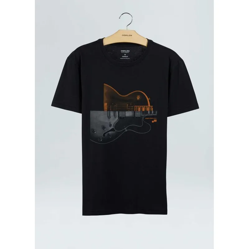 T-shirt soft used guitars - preto - G