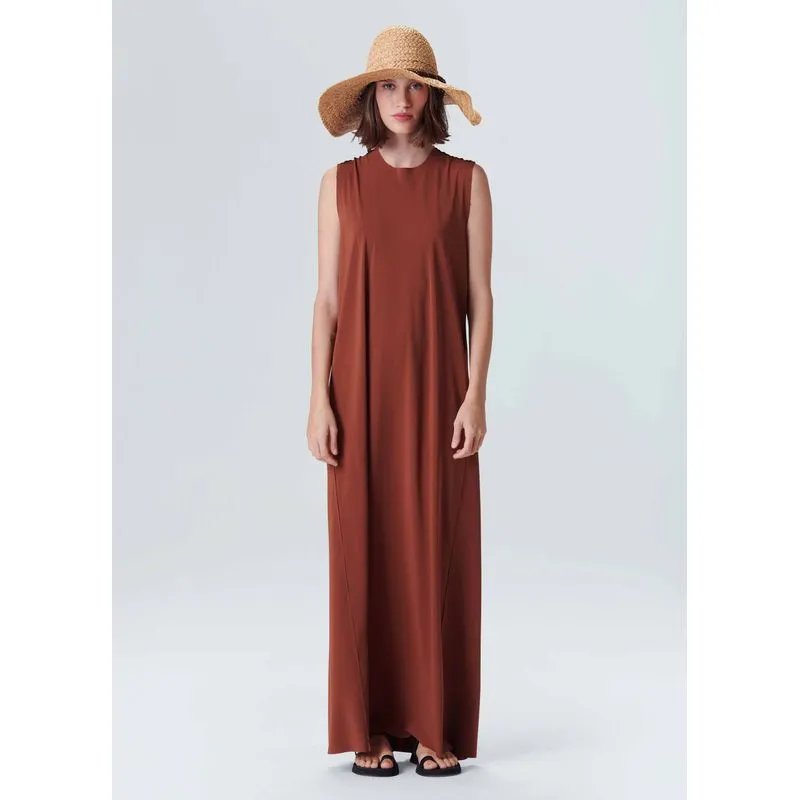 Vestido superlight longo - marrom - P