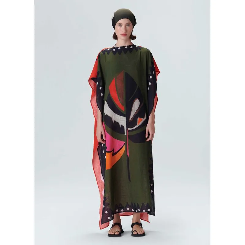 Vestido scarf folhagem - verde - UN