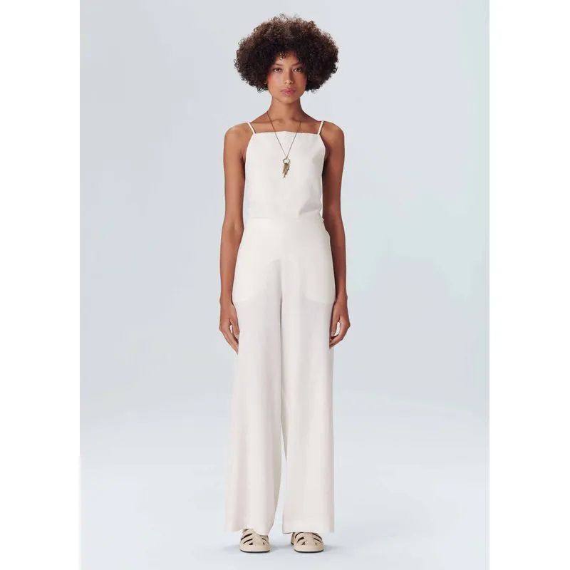 Macacão linen alça Macacao linen alca - off white - G