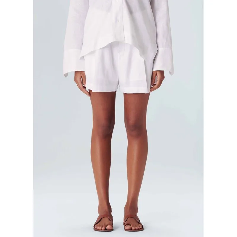 Short linen pregas - branco - G
