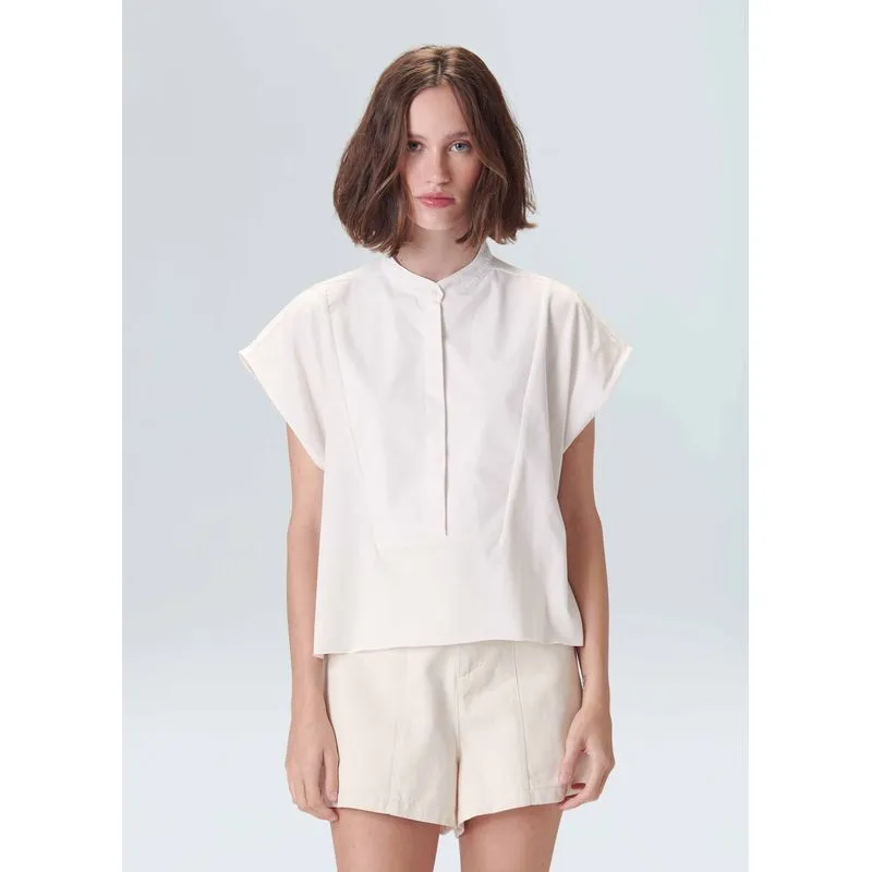Bata smoking mixed fabrics - branco - P