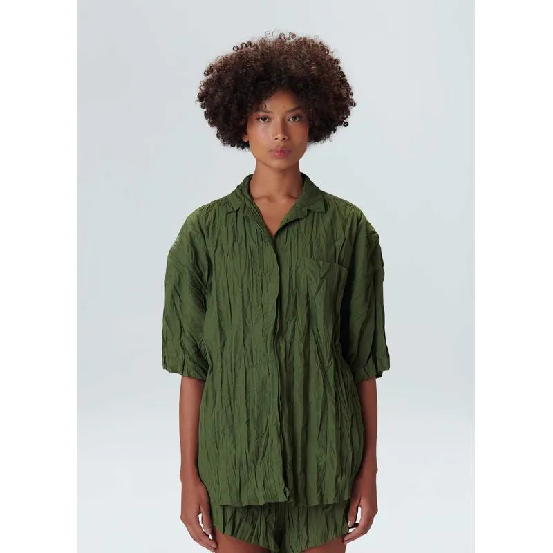 Camisa over wrinkled - verde forest - P