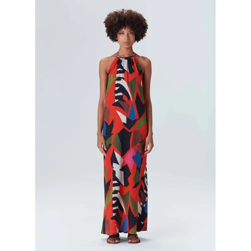 Vestido abacaxi longo - vermelho - P