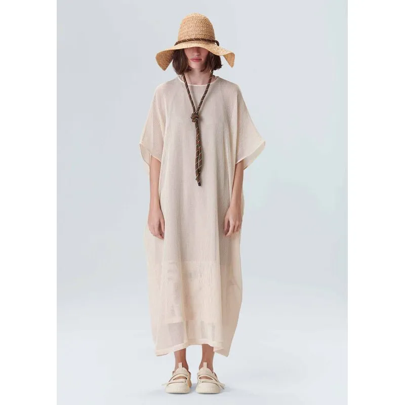 Vestido colete tela midi - natural - P