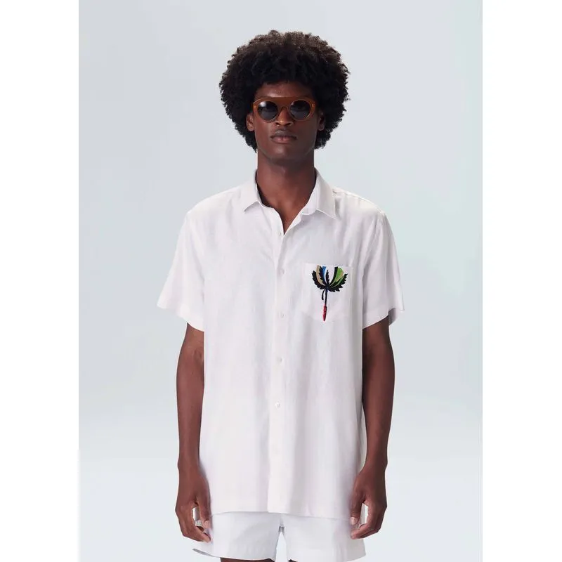 Camisa bordado pocket Camisa mc bordado pocket - off white - G