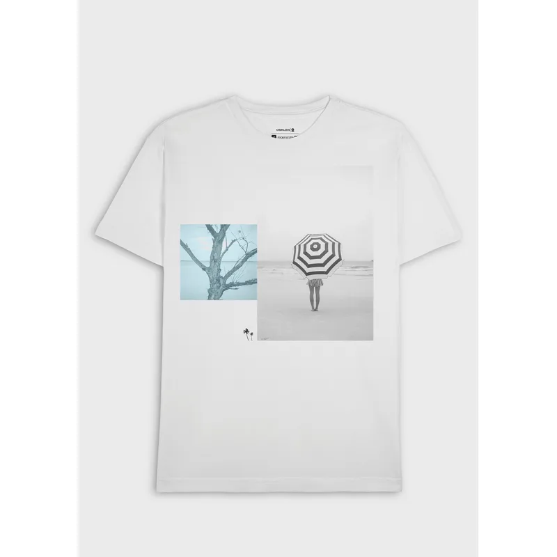 T-shirt stone beach stripes - branco - GG