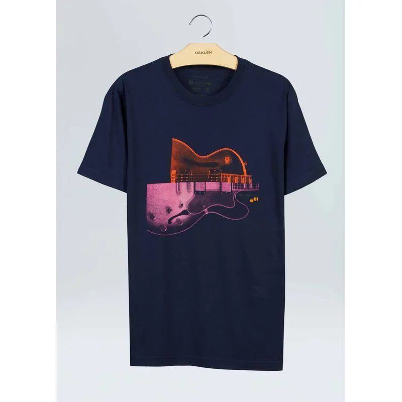 T-shirt vintage guitar colors - azul marinho - P