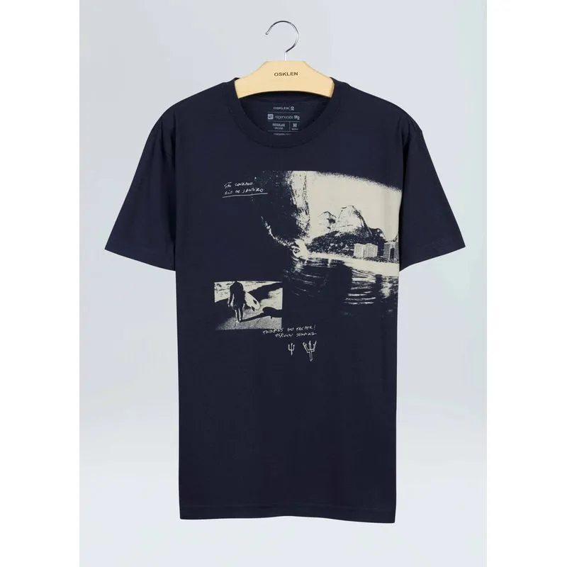 T-shirt vintage twinfins go faster - azul marinho - M