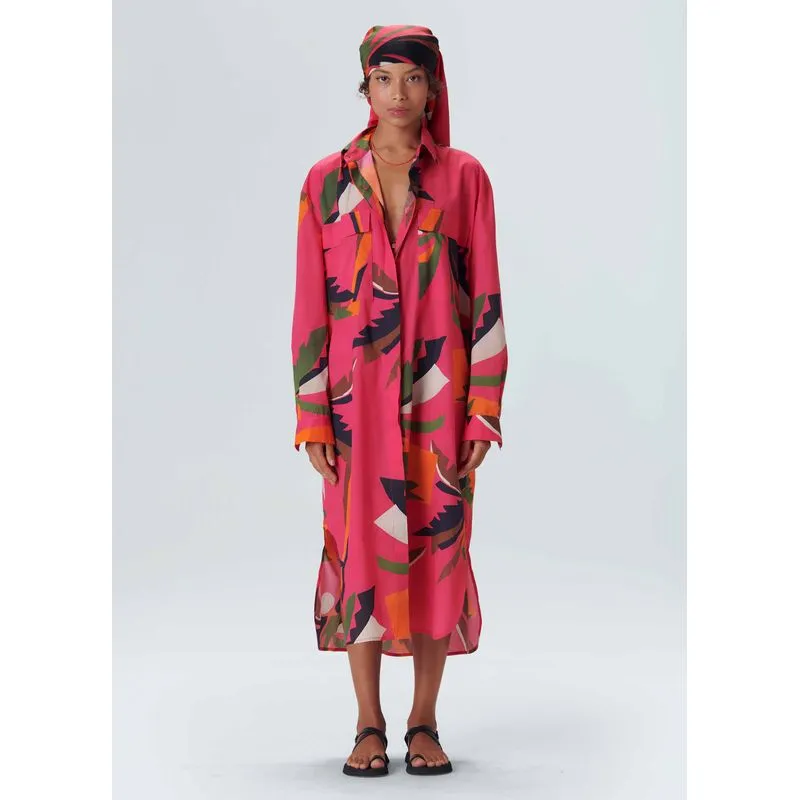 Chemise coqueiro cut midi - rosa - M