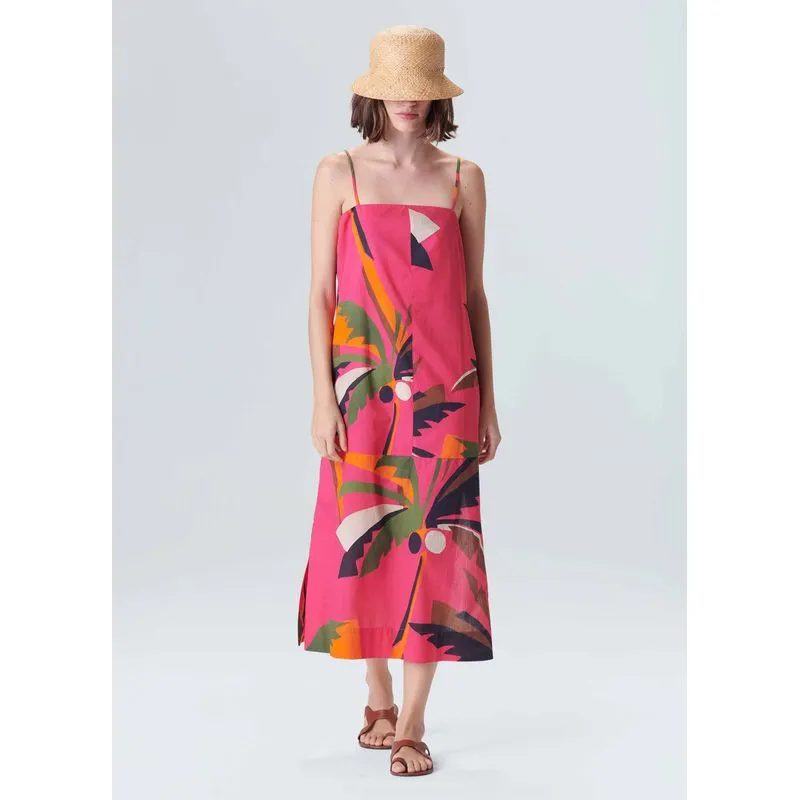 Vestido coqueiro cut midi - rosa - P