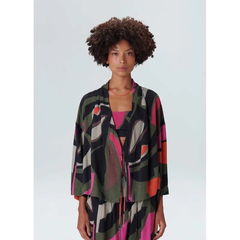 Kimono folhagem - verde - G