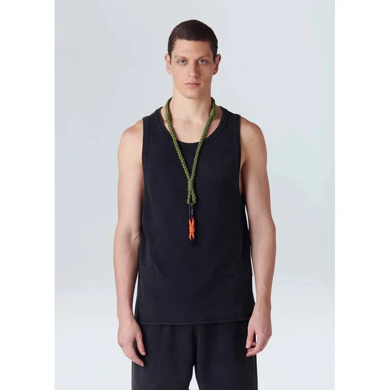 Regata tricot marmorizado - preto - M