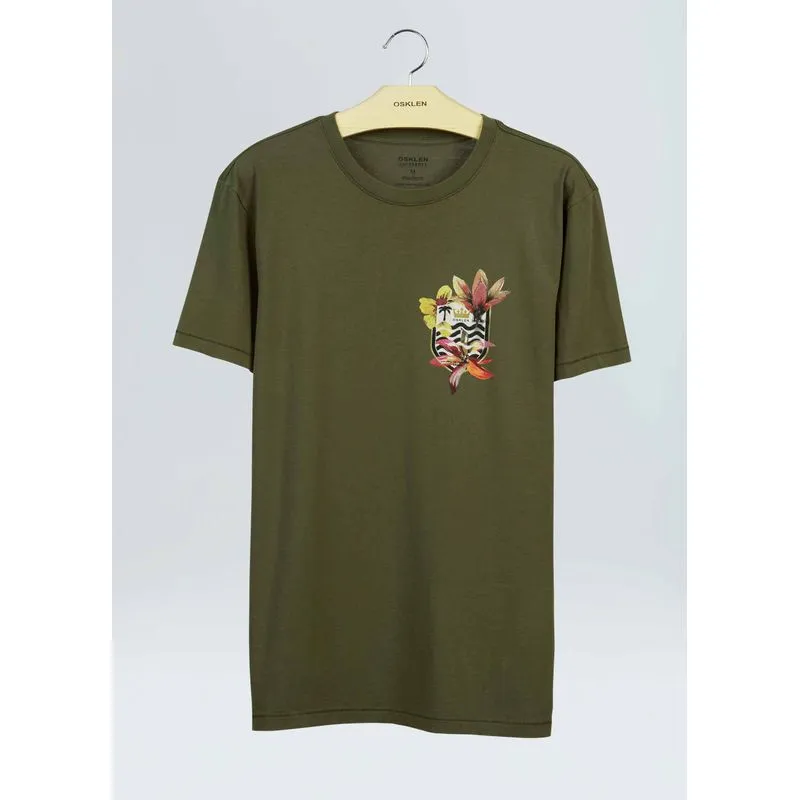 T-shirt soft used brasão flores T-shirt soft used brasao flores - verde forest - M