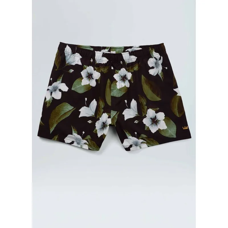 Beach short floral acqua - preto - GG
