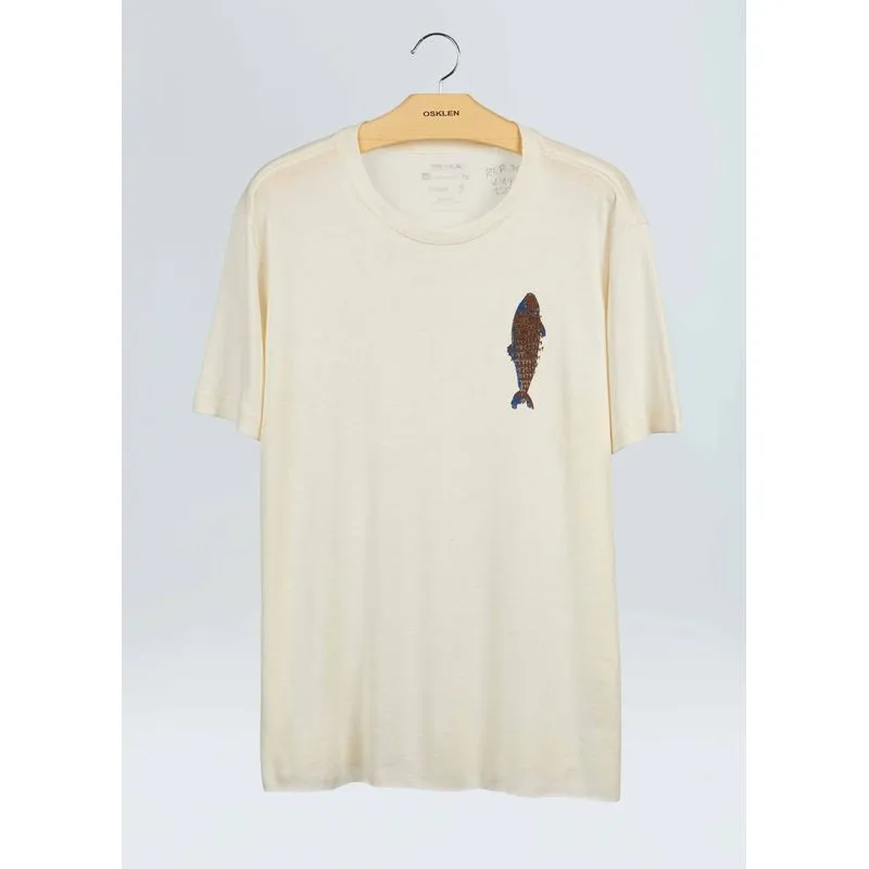 T-shirt light linen fish - off white - P