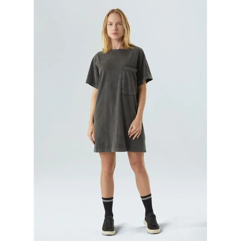 Vestido t-shirt curto marmorizado - preto - P