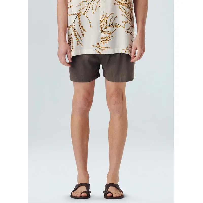 Short fluid linen pleats - marrom - 36