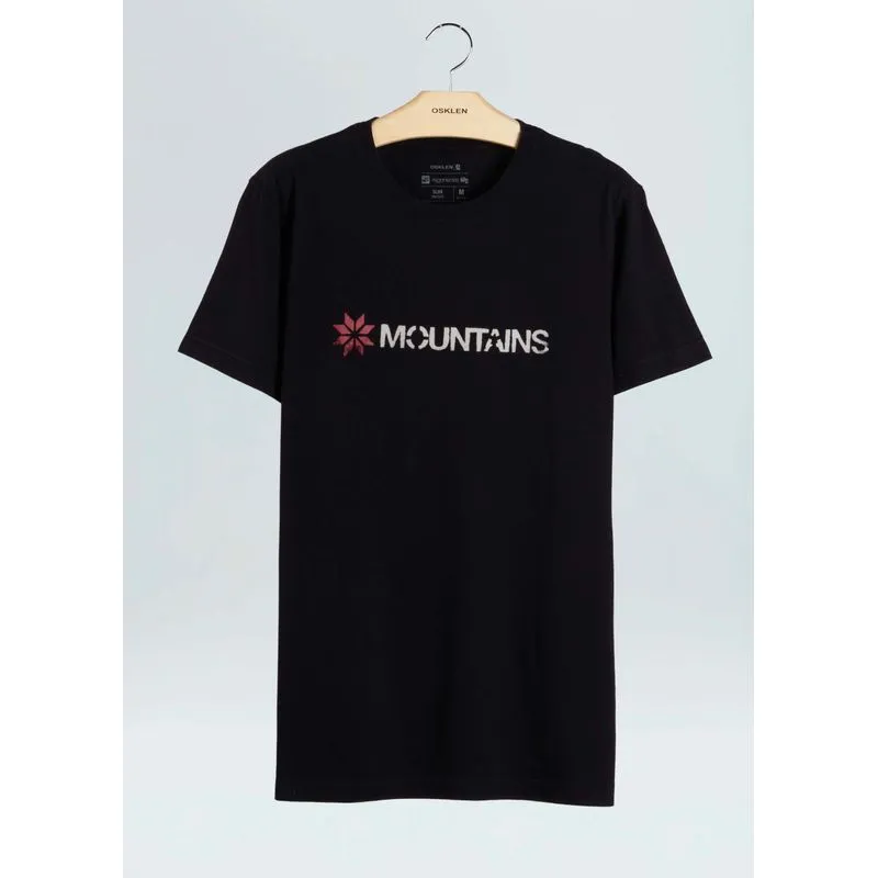 T-shirt vintage mountains stencil - preto - M