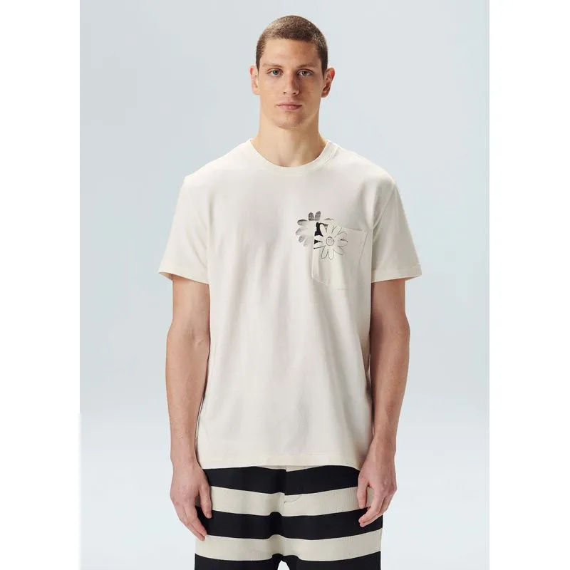 T-shirt double patchflower - off white - P