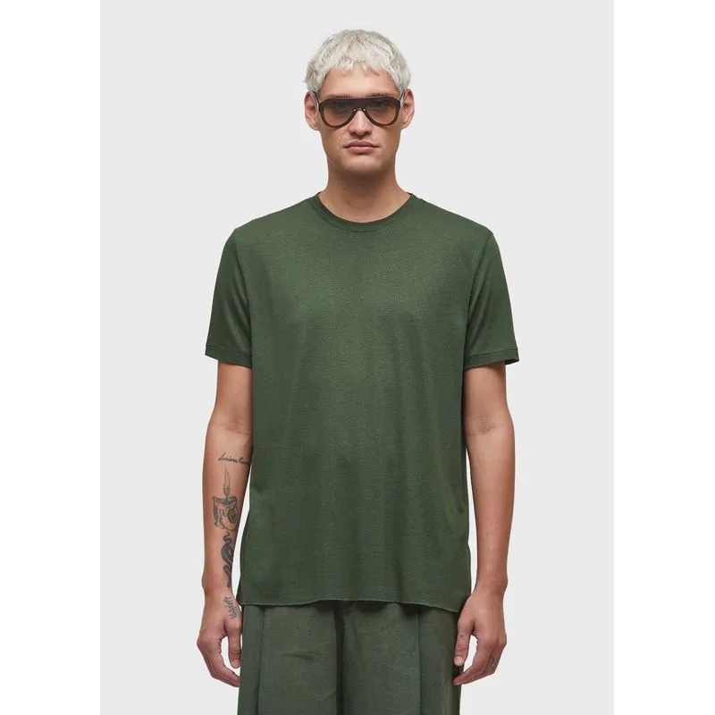 T-shirt light linen mc - verde - P