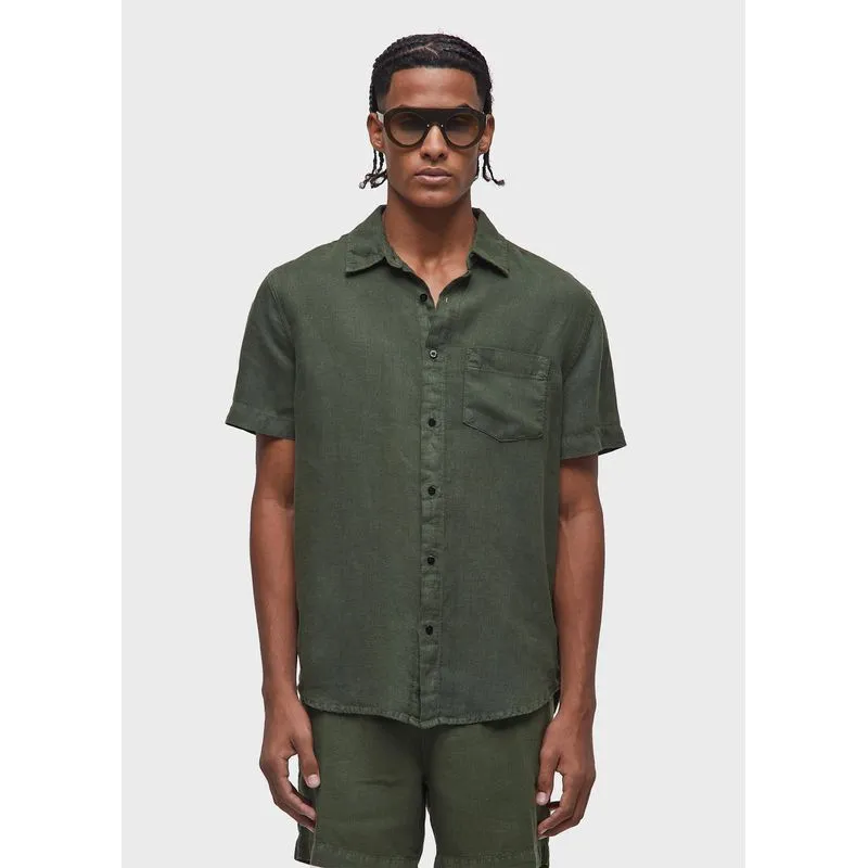 Camisa classic linen mc - verde - PP
