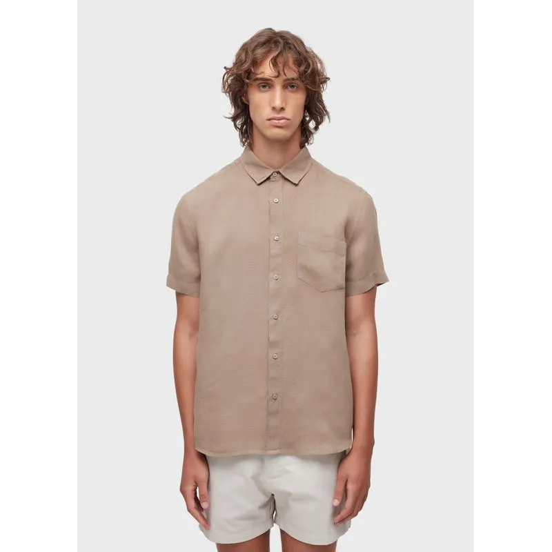 Camisa classic linen mc - bege - PP