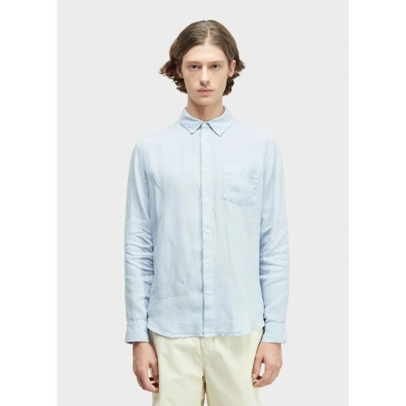 Camisa classic linen ml - azul - G