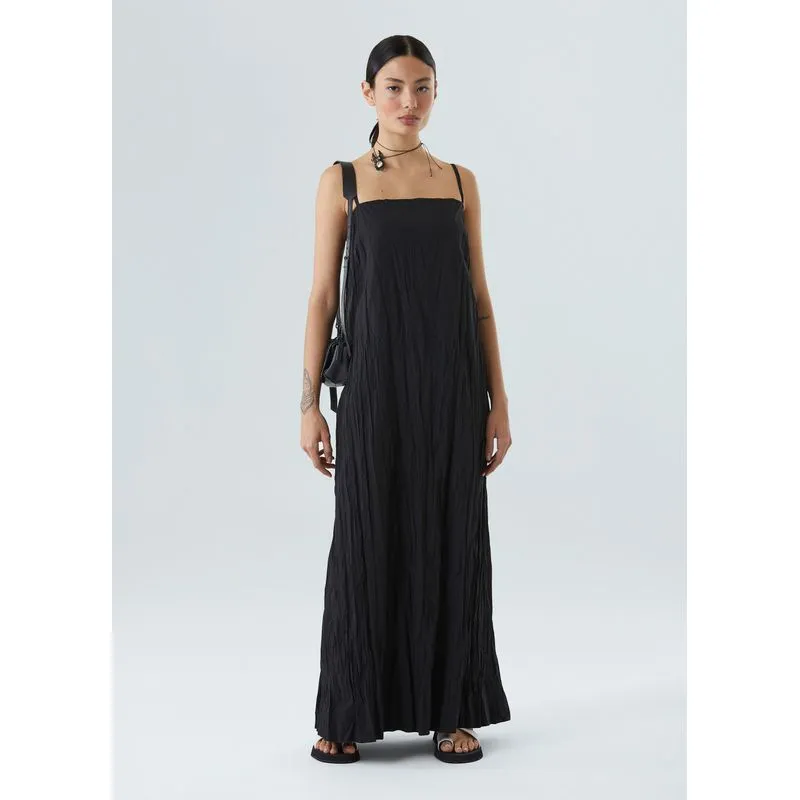 Vestido pleat midi - preto - P