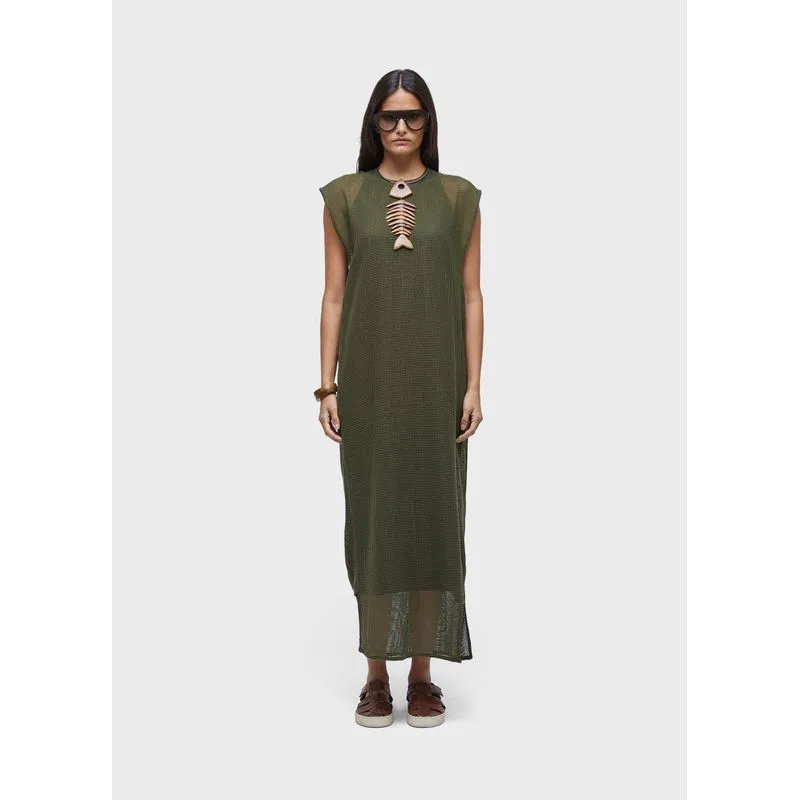 Vestido colete tela - verde - G