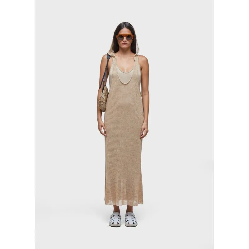 Vestido tricot capuz cortica - natural - M