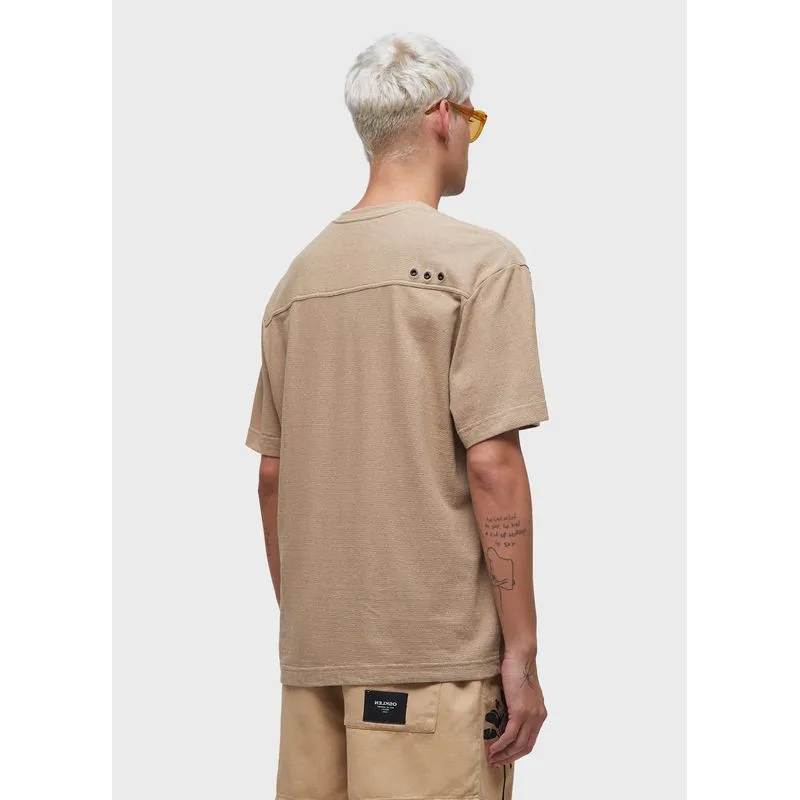 T-shirt over recycled yoke mc - bege - G