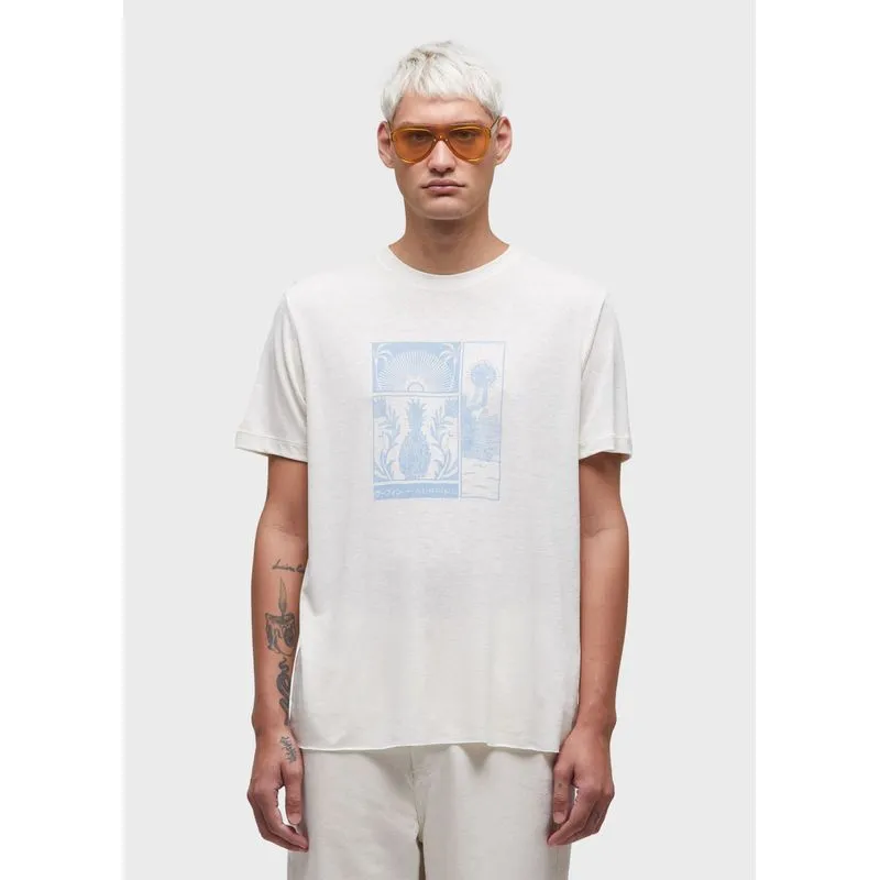 T-shirt light linen stamp mc - off white - P