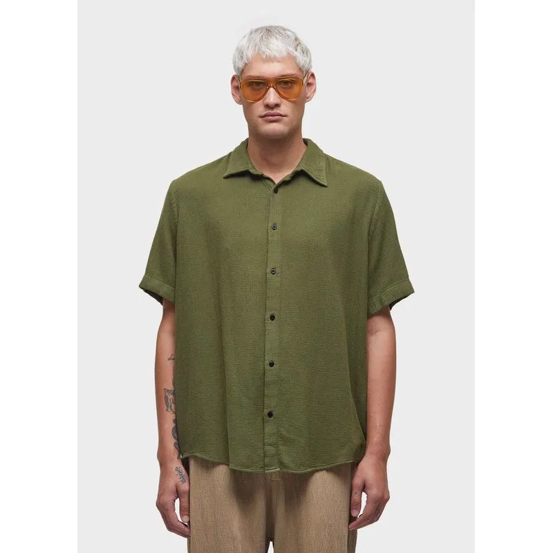 Camisa crumple mc - verde oliva - P