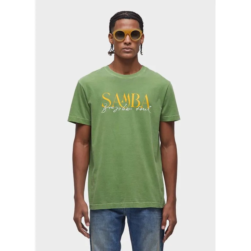 T-shirt stone samba serifado mc - verde - M