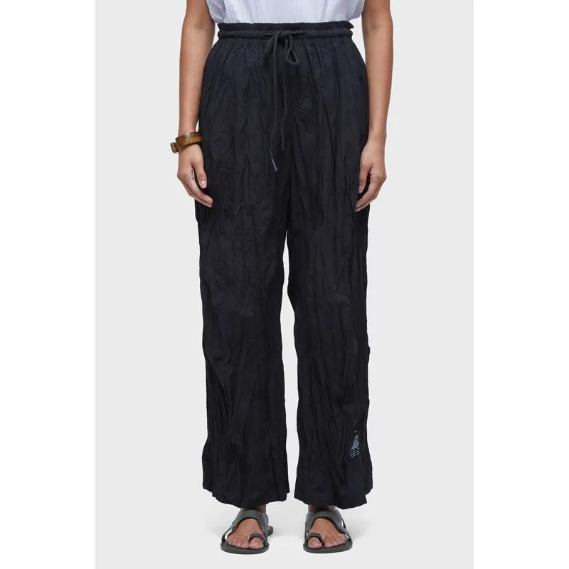 Calça recortes tricoline wrinkled - preto - G
