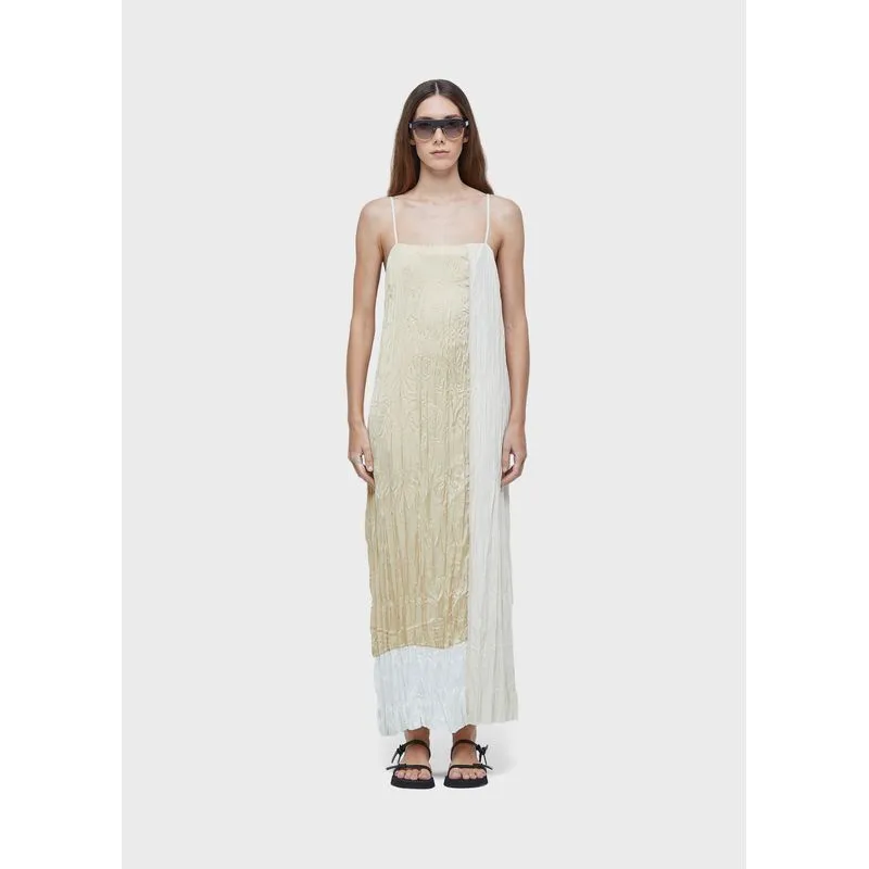 Vestido alças wrinkled satin + tricoline - reclassificar - P