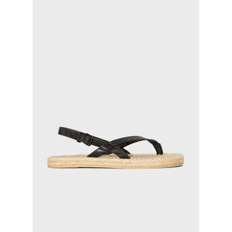 Sandália flat corda couro e basics Sandalia flat corda couro e basics fem - preto - 38