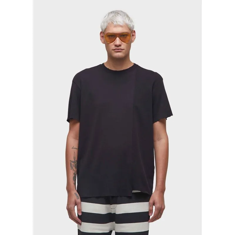 T-shirt mix assimetrica mc - preto - G